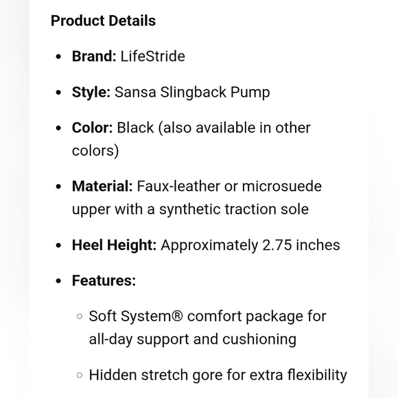 Life Stride Sansa Slingback Pump In Black, New, Size 7.5 - Picture 2 of 9